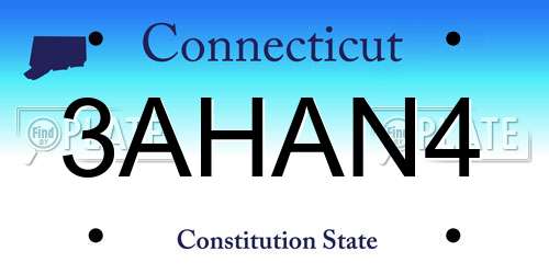 3AHAN4 Connecticut License Plate