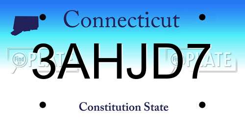 3AHJD7 Connecticut License Plate