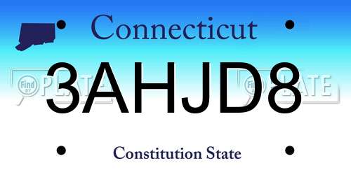 3AHJD8 Connecticut License Plate