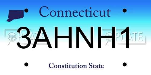 3AHNH1 Connecticut License Plate