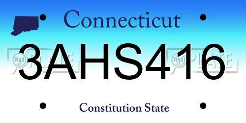 3AHS416 Connecticut License Plate