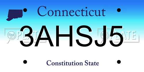 3AHSJ5 Connecticut License Plate