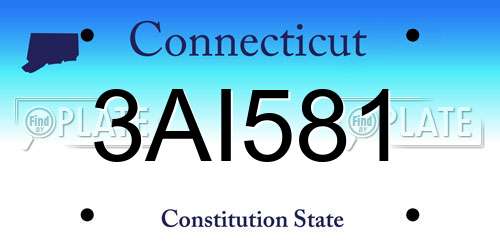 3AI581 Connecticut License Plate