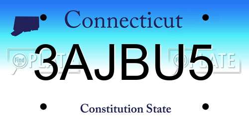 3AJBU5 Connecticut License Plate