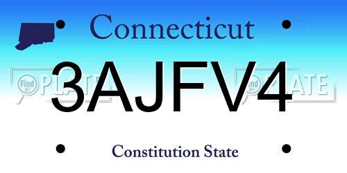 3AJFV4 Connecticut License Plate