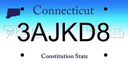 3AJKD8 Connecticut License Plate