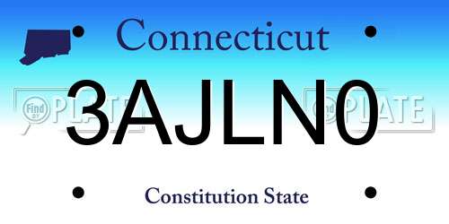 3AJLN0 Connecticut License Plate