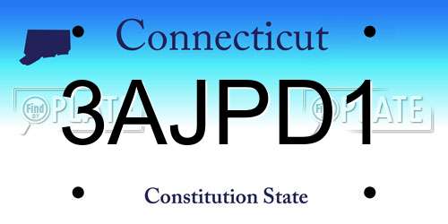 3AJPD1 Connecticut License Plate