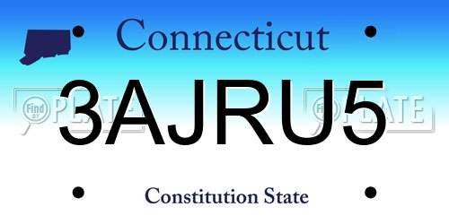 3AJRU5 Connecticut License Plate