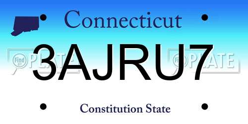 3AJRU7 Connecticut License Plate