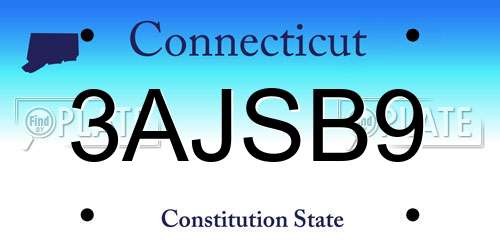 3AJSB9 Connecticut License Plate