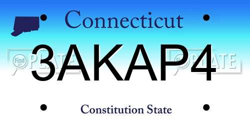 3AKAP4 Connecticut License Plate