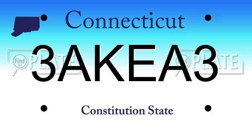 3AKEA3 Connecticut License Plate