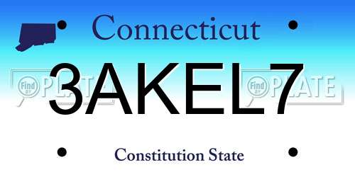 3AKEL7 Connecticut License Plate