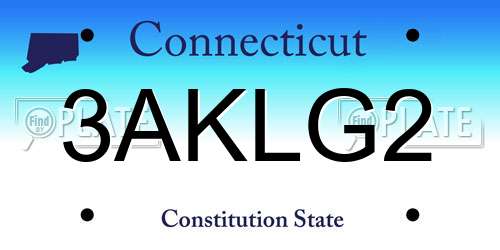 3AKLG2 Connecticut License Plate