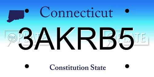 3AKRB5 Connecticut License Plate