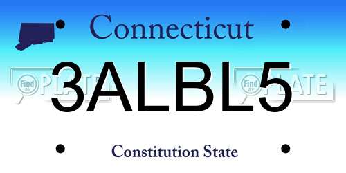 3ALBL5 Connecticut License Plate