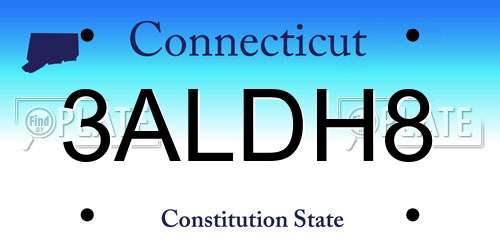3ALDH8 Connecticut License Plate
