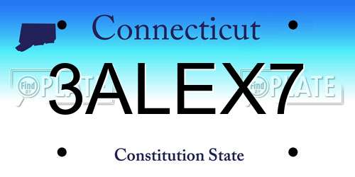 3ALEX7 Connecticut License Plate