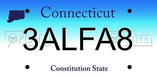 3ALFA8 Connecticut License Plate