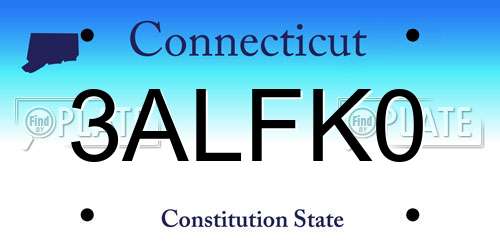 3ALFK0 Connecticut License Plate