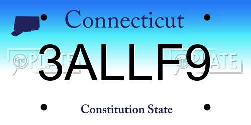 3ALLF9 Connecticut License Plate
