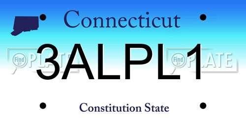 3ALPL1 Connecticut License Plate