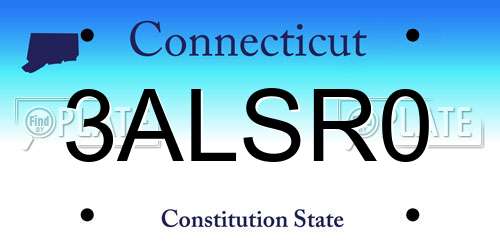 3ALSR0 Connecticut License Plate