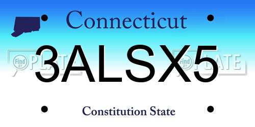 3ALSX5 Connecticut License Plate