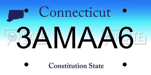 3AMAA6 Connecticut License Plate