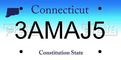 3AMAJ5 Connecticut License Plate