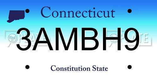3AMBH9 Connecticut License Plate