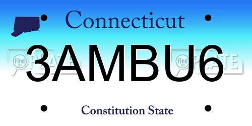 3AMBU6 Connecticut License Plate