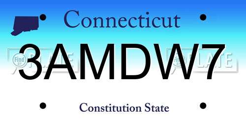 3AMDW7 Connecticut License Plate