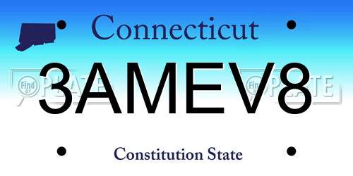 3AMEV8 Connecticut License Plate