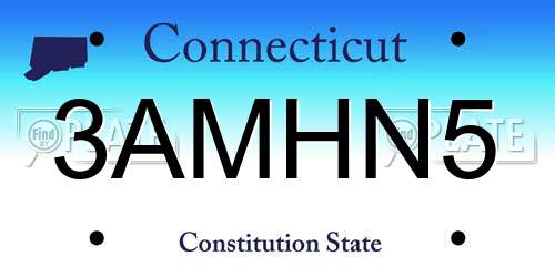 3AMHN5 Connecticut License Plate