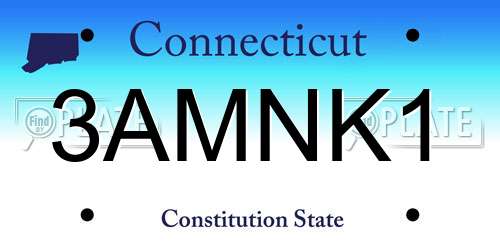 3AMNK1 Connecticut License Plate