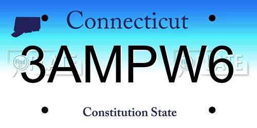 3AMPW6 Connecticut License Plate