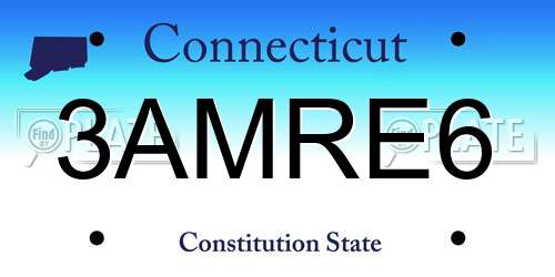3AMRE6 Connecticut License Plate
