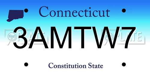 3AMTW7 Connecticut License Plate