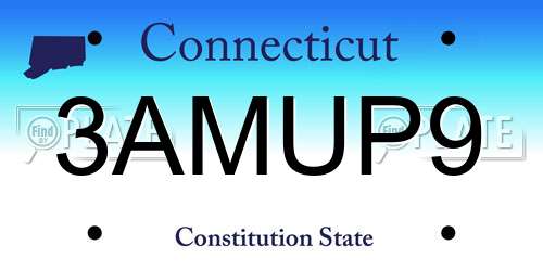3AMUP9 Connecticut License Plate
