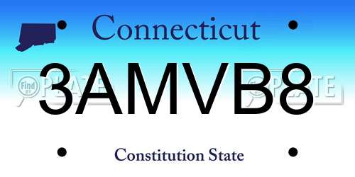 3AMVB8 Connecticut License Plate