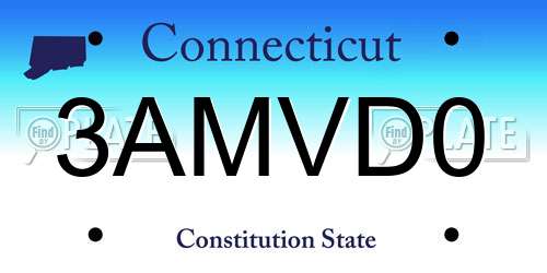 3AMVD0 Connecticut License Plate
