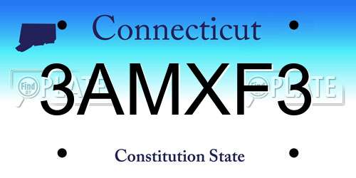 3AMXF3 Connecticut License Plate