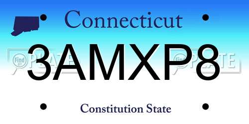 3AMXP8 Connecticut License Plate