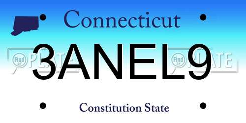 3ANEL9 Connecticut License Plate