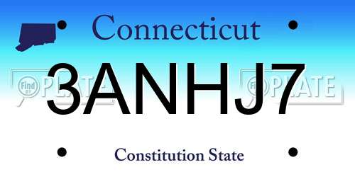 3ANHJ7 Connecticut License Plate