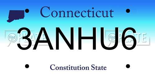 3ANHU6 Connecticut License Plate