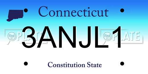 3ANJL1 Connecticut License Plate