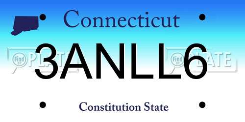 3ANLL6 Connecticut License Plate